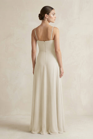A - Line Chiffon Spaghetti Strap Bridesmaid Dress in Dove Gray - KISS BRIDAL Bridesmaid Dresses