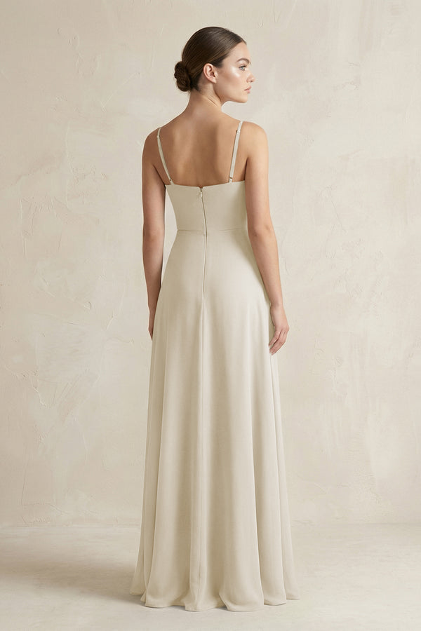 A - Line Chiffon Spaghetti Strap Bridesmaid Dress in Dove Gray - KISS BRIDAL Bridesmaid Dresses