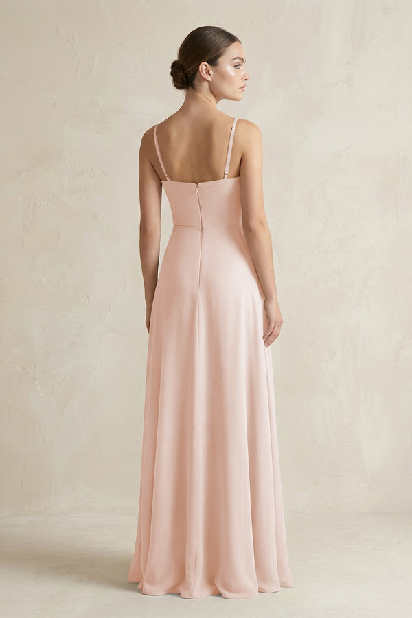 A - Line Chiffon Spaghetti Strap Bridesmaid Dress in Pale Blush - KISS BRIDAL Bridesmaid Dresses
