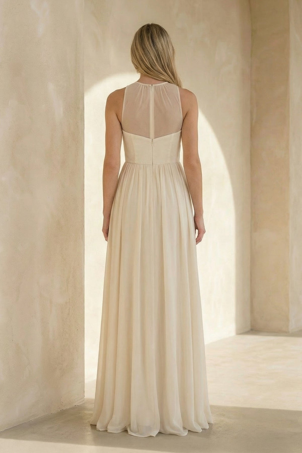 A Line Chiffon Wedding Dress in Ivory