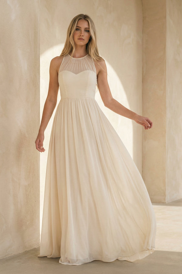A Line Chiffon Wedding Dress in Ivory - KISS BRIDAL Wedding Dresses