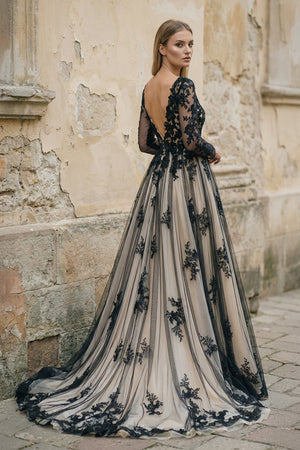 A Line Long Sleeves Lace Wedding Dress - KISS BRIDAL Wedding Dresses