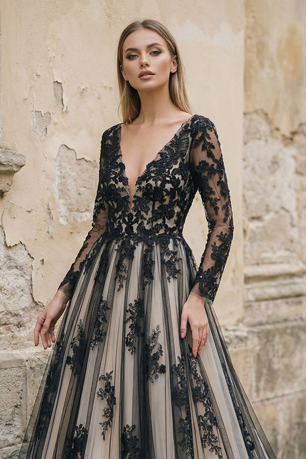 A Line Long Sleeves Lace Wedding Dress - KISS BRIDAL Wedding Dresses