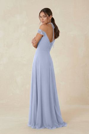 A-Line Off-the-Shoulder Chiffon Bridesmaid Dress in Ice (2) | KISSBRIDAL