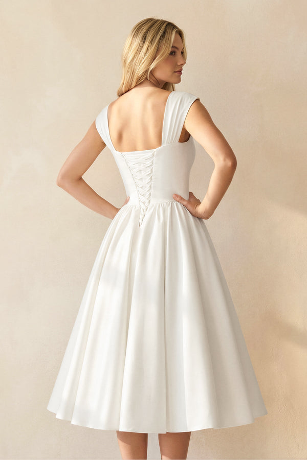 A - Line Sleeveless Lace - Up Back Satin Wedding Dress - KISS BRIDAL Wedding Dresses