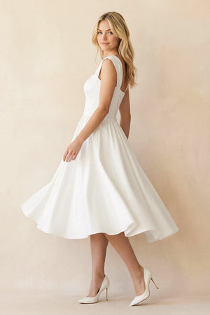 A - Line Sleeveless Lace - Up Back Satin Wedding Dress - KISS BRIDAL Wedding Dresses