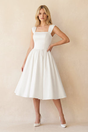 A - Line Sleeveless Lace - Up Back Satin Wedding Dress - KISS BRIDAL Wedding Dresses