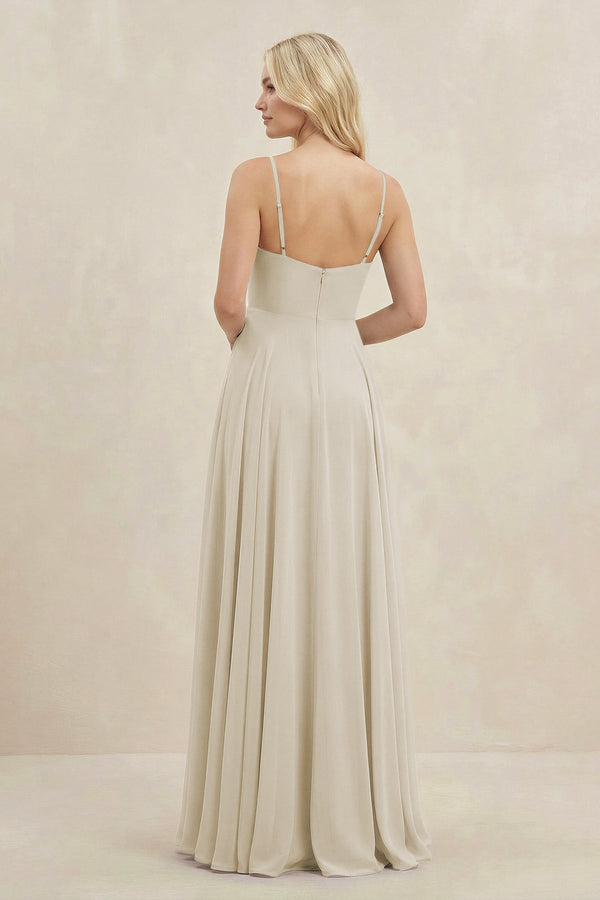 A-Line Spaghetti Strap Chiffon Bridesmaid Dress in Dove Gray - KISS BRIDAL BRIDESMAID DRESSES