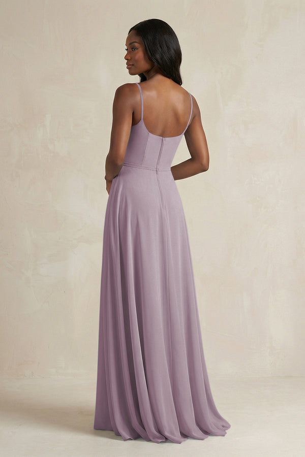 A-Line Spaghetti Straps Chiffon Bridesmaid Dress in Dusk (2) | KISSBRIDAL