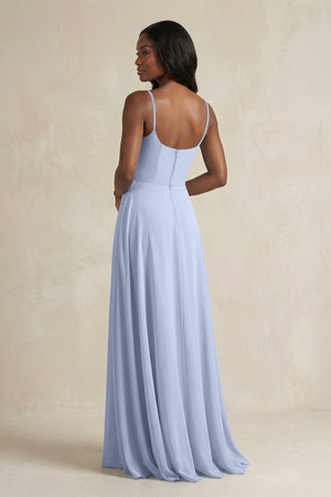 A-Line Spaghetti Straps Chiffon Bridesmaid Dress in Ice (2) | KISSBRIDAL