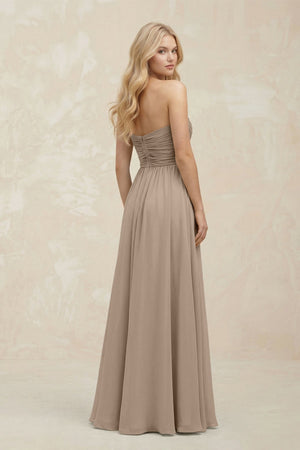 A-Line Sweetheart Pleated Chiffon Bridesmaid Dress in Almond (2) | KISSBRIDAL