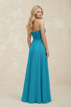 A - Line Sweetheart Pleated Chiffon Bridesmaid Dress in Blue Jay - KISS BRIDAL Bridesmaid Dresses