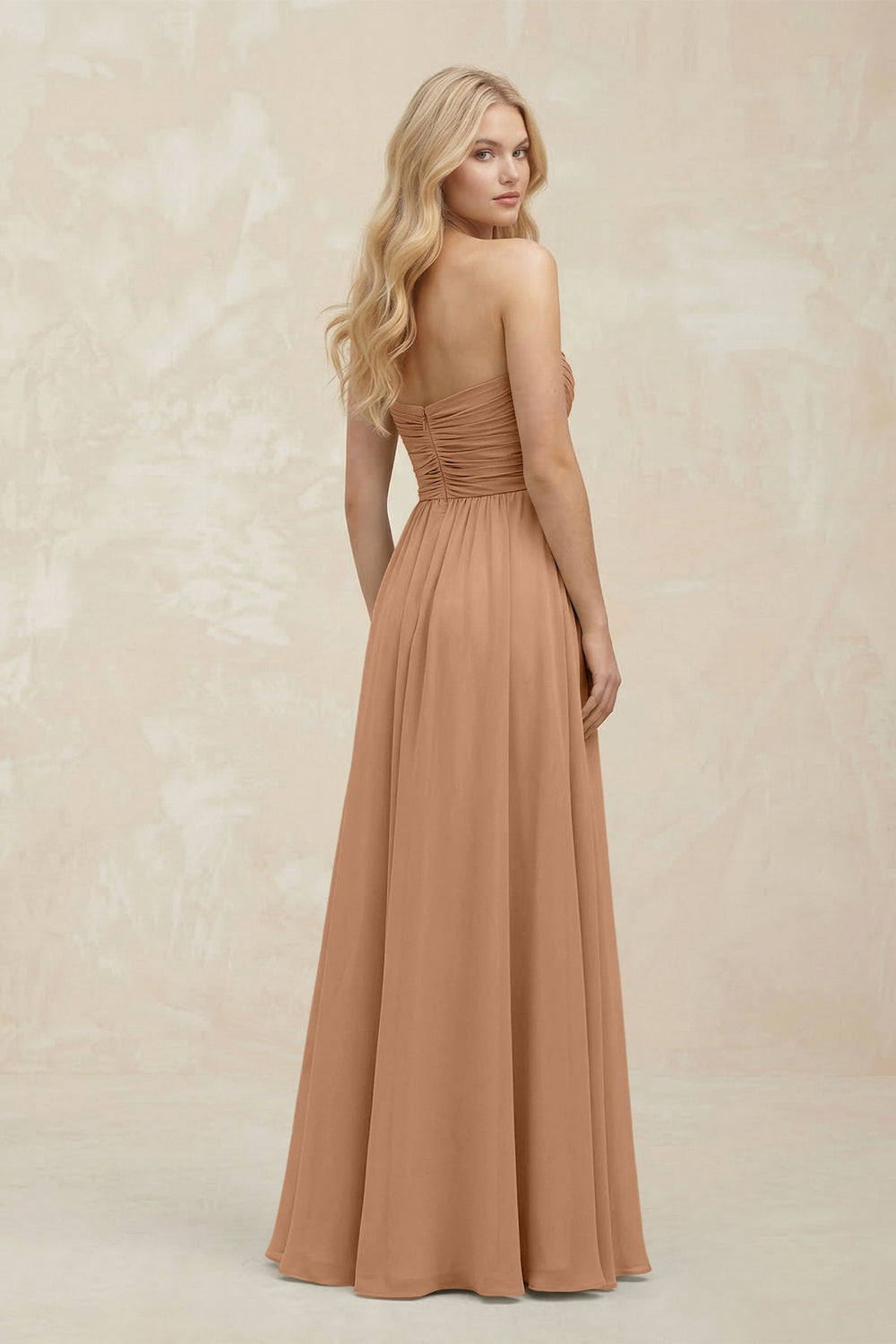 A-Line Sweetheart Pleated Chiffon Bridesmaid Dress in Bronzer
