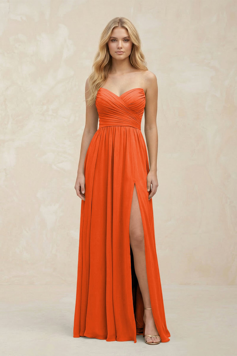 A-Line Sweetheart Pleated Chiffon Bridesmaid Dress in Cinnamon