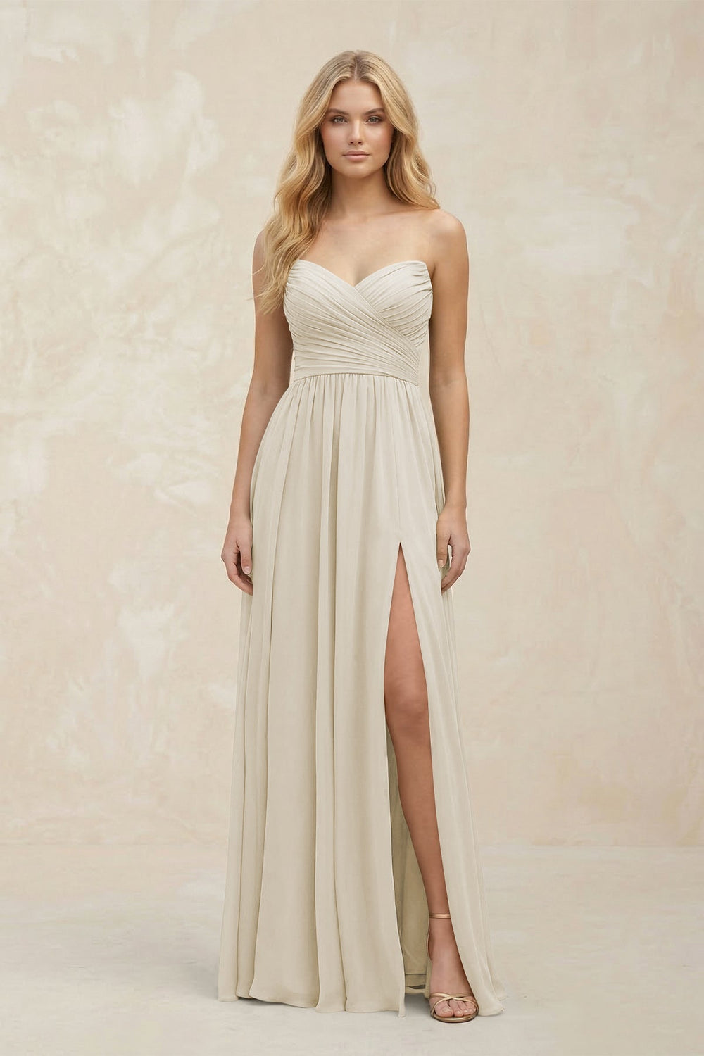A-Line Sweetheart Pleated Chiffon Bridesmaid Dress in Dove Gray