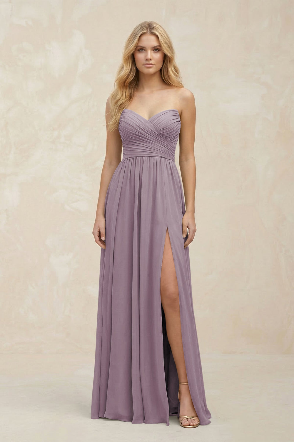 A-Line Sweetheart Pleated Chiffon Bridesmaid Dress in Dusk