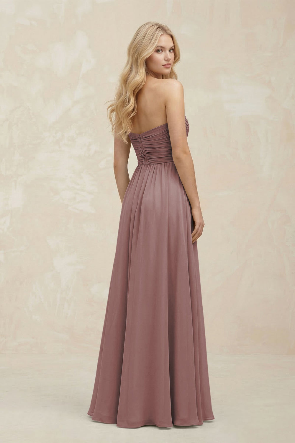 A-Line Sweetheart Pleated Chiffon Bridesmaid Dress in Dusty Rose