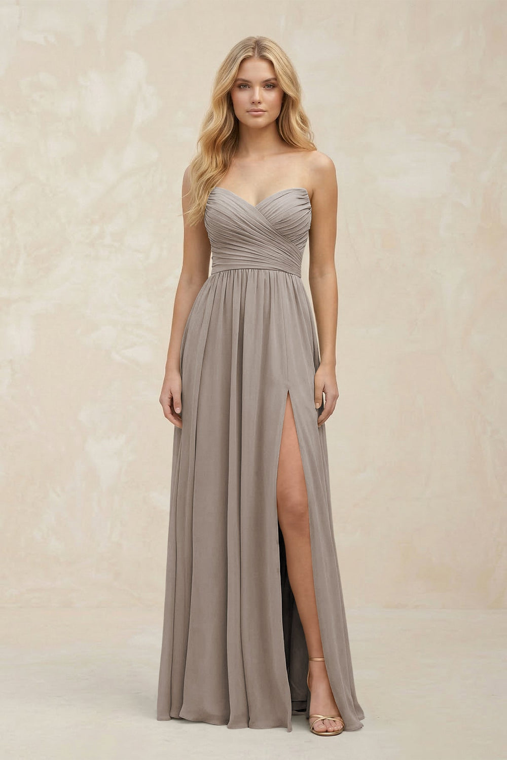 A-Line Sweetheart Pleated Chiffon Bridesmaid Dress in Frost