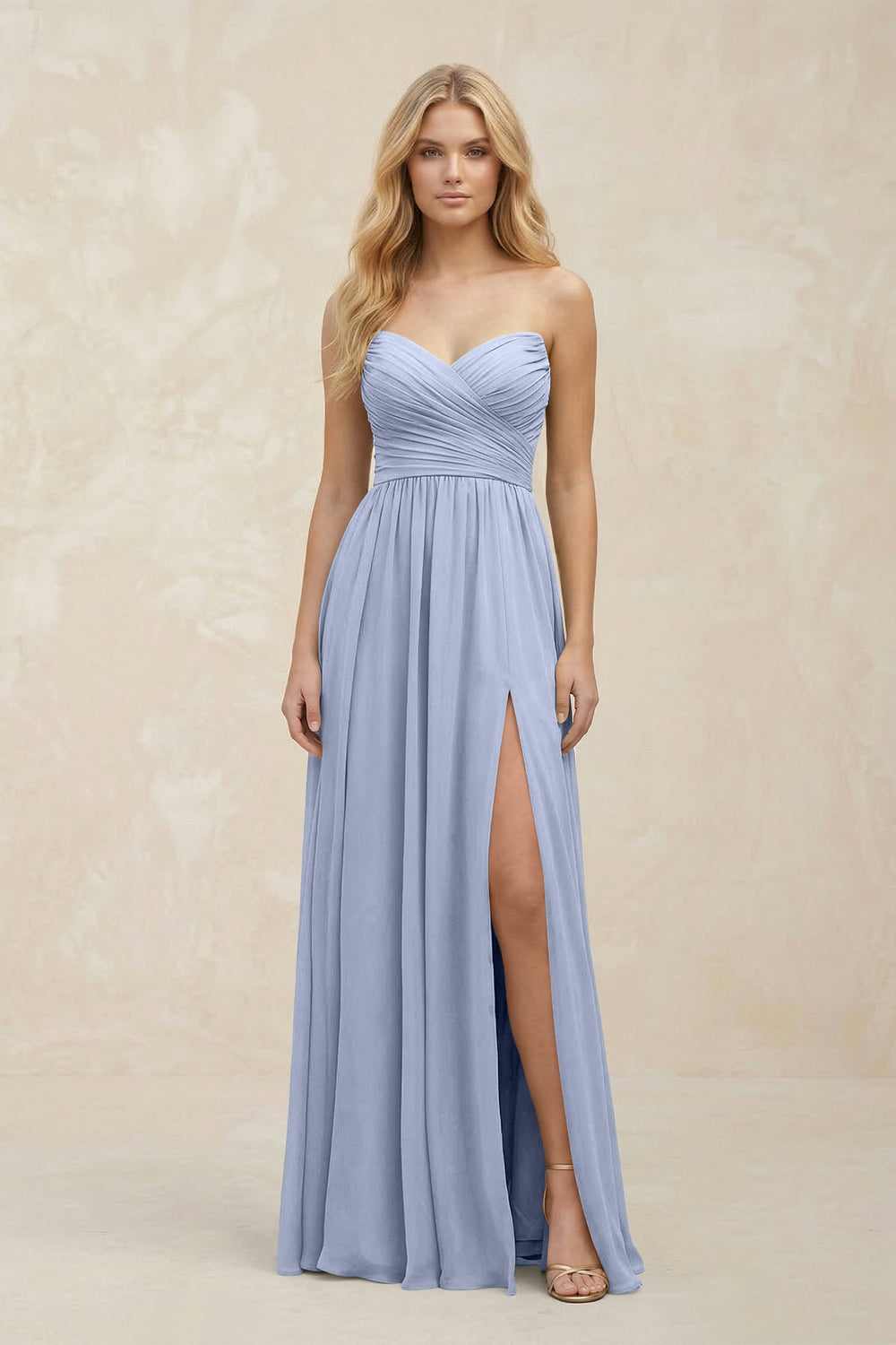 A-Line Sweetheart Pleated Chiffon Bridesmaid Dress in Ice