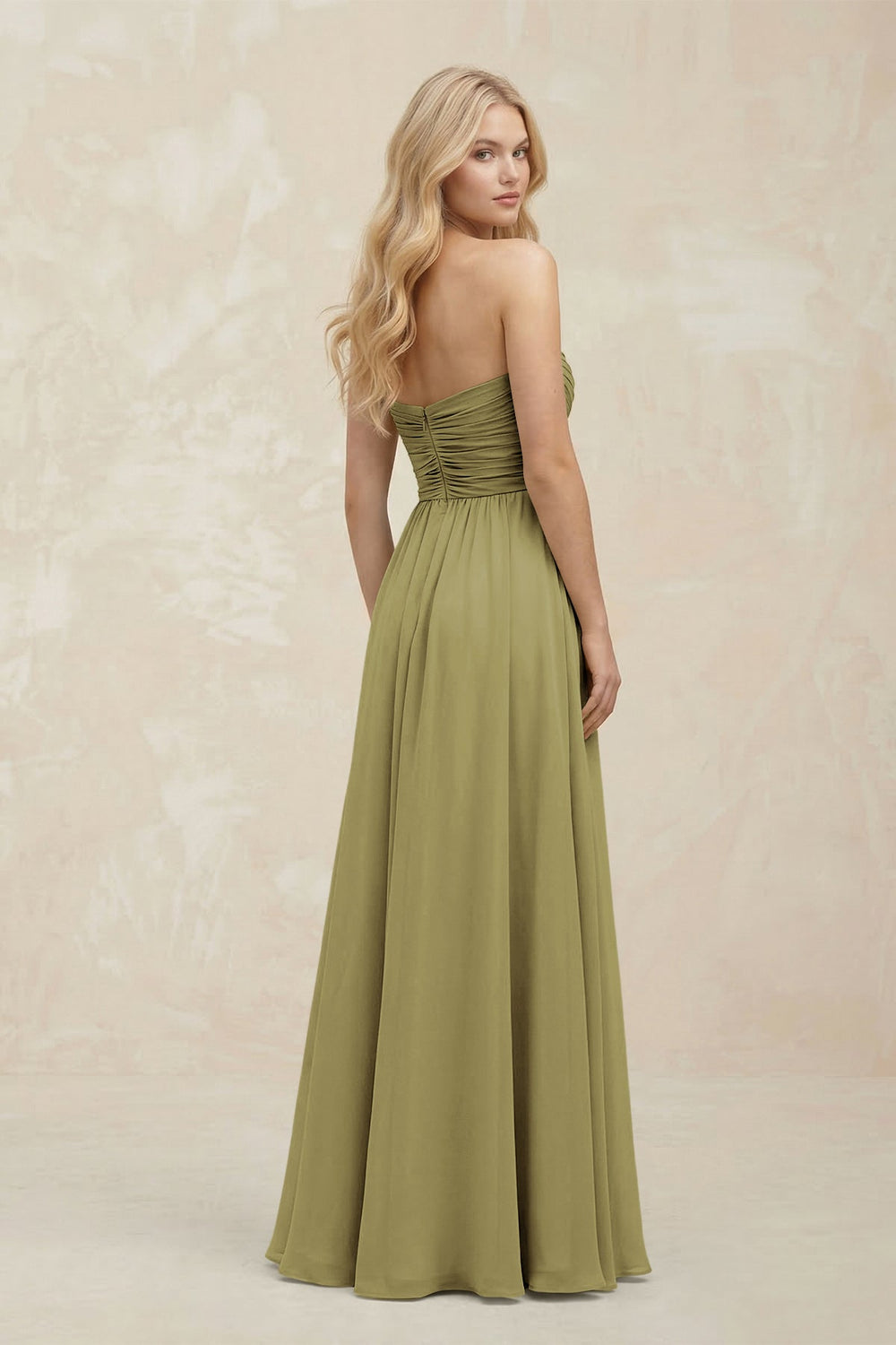 A-Line Sweetheart Pleated Chiffon Bridesmaid Dress in Moss Green