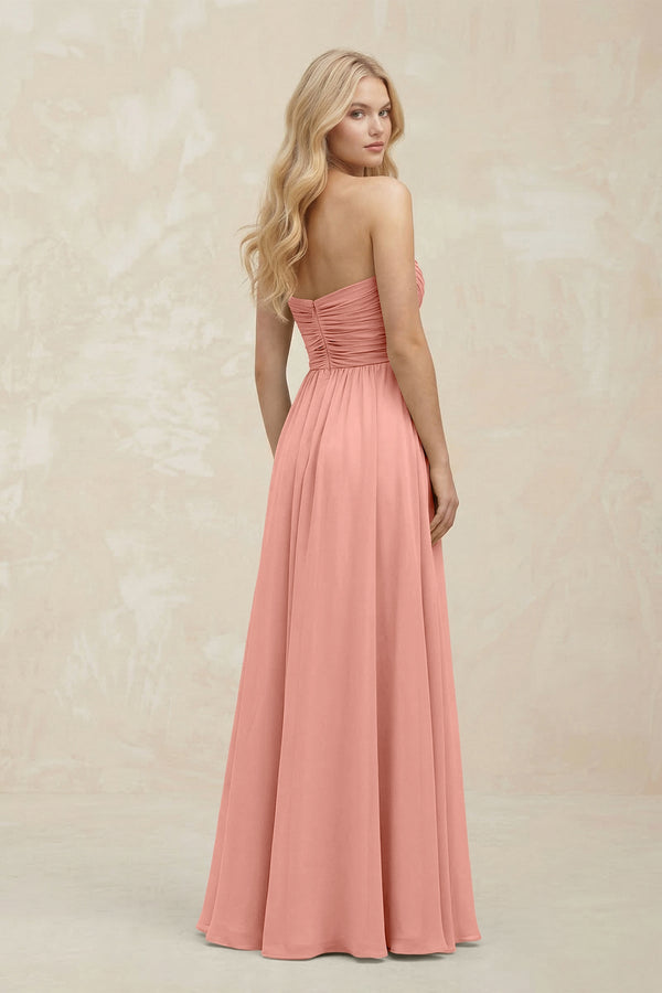 A-Line Sweetheart Pleated Chiffon Bridesmaid Dress in Rosette (2) | KISSBRIDAL
