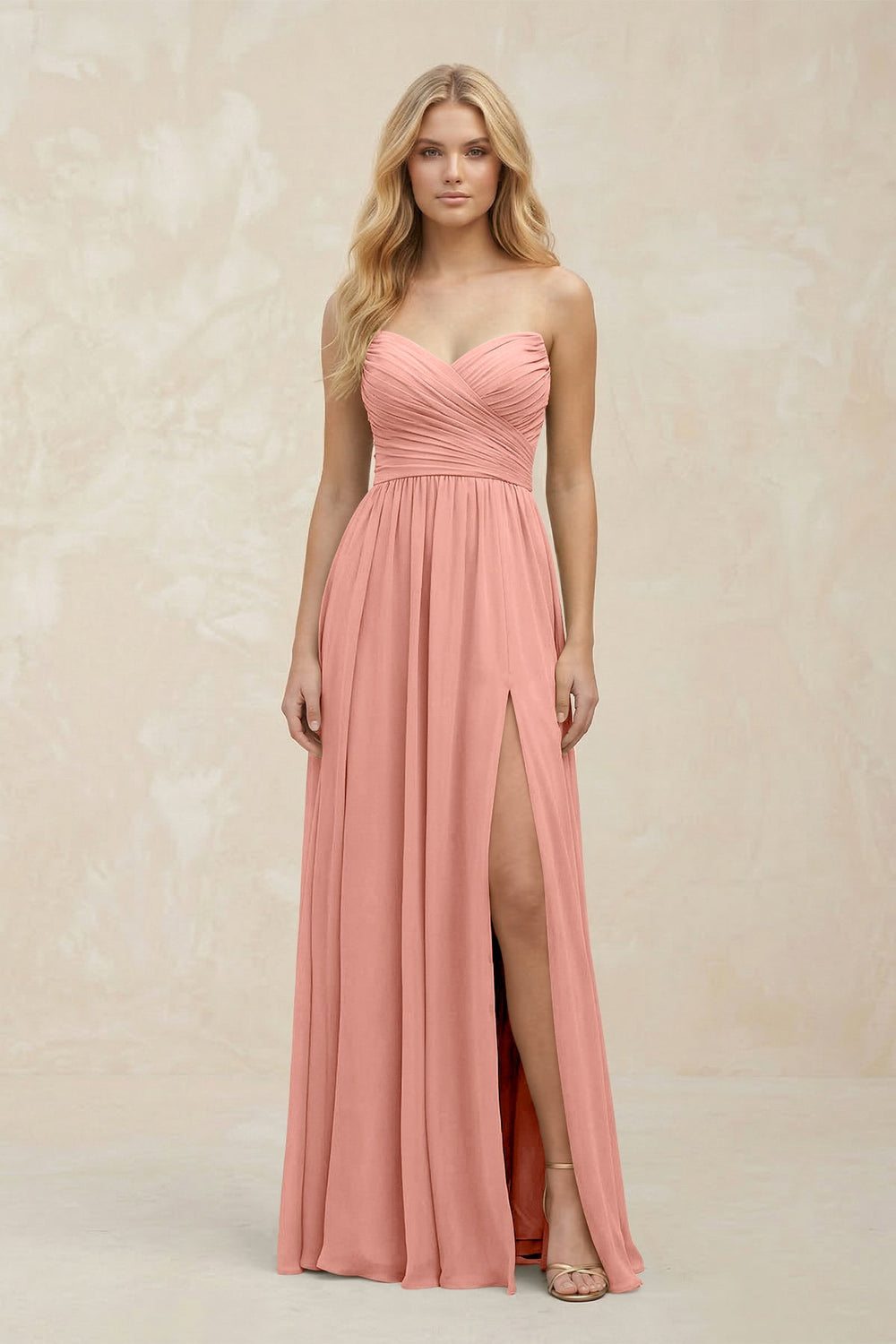 A-Line Sweetheart Pleated Chiffon Bridesmaid Dress in Rosette