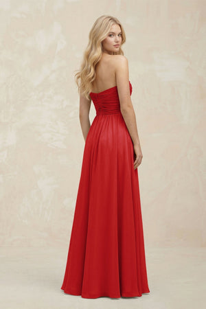 A - Line Sweetheart Pleated Chiffon Bridesmaid Dress in Ruby Red - KISS BRIDAL Bridesmaid Dresses