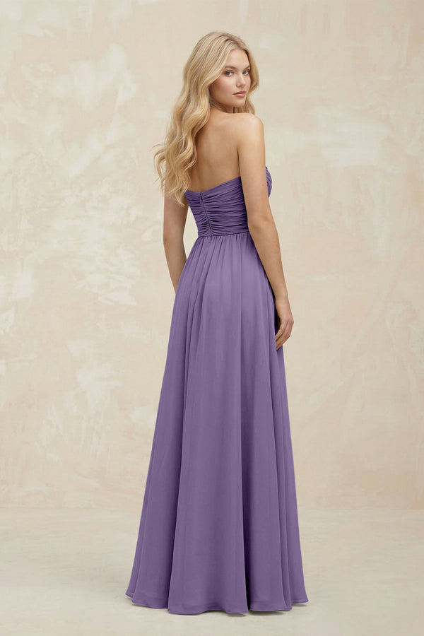 A-Line Sweetheart Pleated Chiffon Bridesmaid Dress in Tahiti (2) | KISSBRIDAL