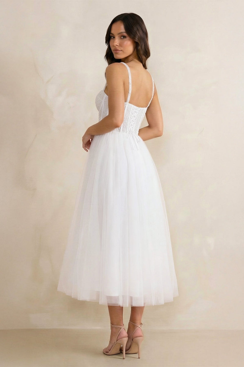 A-Line Sweetheart Satin Wedding Dresses with Ruffles in White