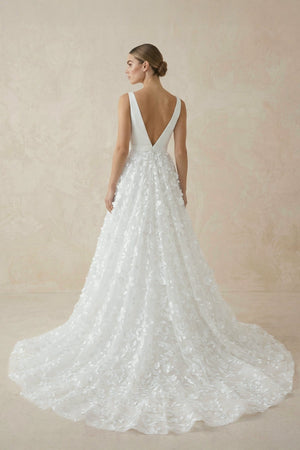A Line V - Neck Lace Sleeveless Wedding Dresses - KISS BRIDAL Wedding Dresses
