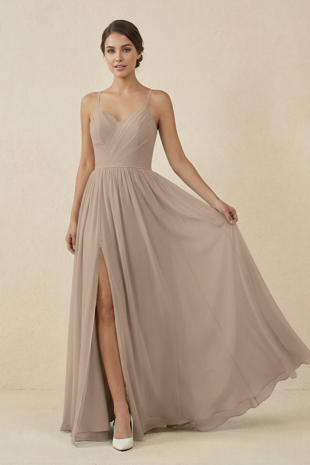Sweetheart A-Line Chiffon Bridesmaid Dress in Almond