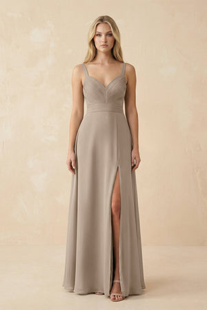 Almond Sweetheart A-Line Pleated Chiffon Bridesmaid Dress | KISSBRIDAL