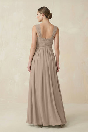 Almond Sweetheart Pleated Chiffon A-Line Bridesmaid Dress (2) | KISSBRIDAL