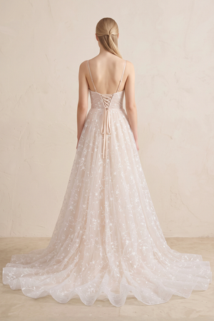 Beautiful A Line Spaghetti Straps Light Champagne Wedding Dress - KISSBRIDAL