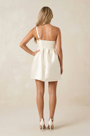 Bow A - Line Satin One Shoulder Wedding Dress in Ivory - KISS BRIDAL Wedding Dresses