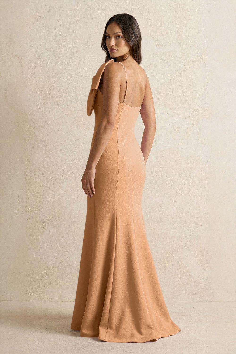 Bow Mermaid One Shoulder Bridesmaid Dress in Bronzer