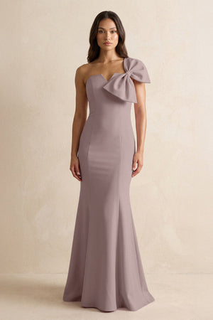 Bow Mermaid One Shoulder Bridesmaid Dress in Dusk - KISS BRIDAL Bridesmaid Dresses
