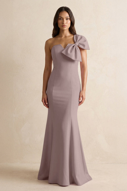 Bow Mermaid One Shoulder Bridesmaid Dress in Dusk - KISS BRIDAL Bridesmaid Dresses