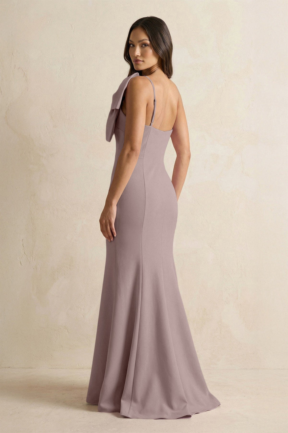 Bow Mermaid One Shoulder Bridesmaid Dress in Dusk