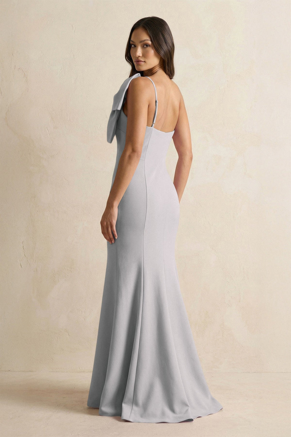 Bow Mermaid One Shoulder Bridesmaid Dress in Frost