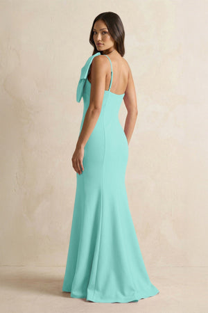 Bow Mermaid One Shoulder Bridesmaid Dress in Mint Green - KISS BRIDAL Bridesmaid Dresses