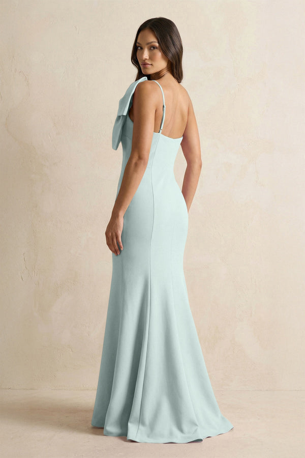 Bow Mermaid One Shoulder Bridesmaid Dress in Mist - KISS BRIDAL Bridesmaid Dresses