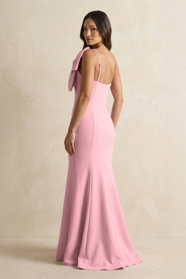 Bow Mermaid One Shoulder Bridesmaid Dress in Rosette - KISS BRIDAL Bridesmaid Dresses