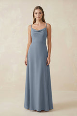 Cami Strap A-Line Chiffon Bridesmaid Dress in Neptune - KISS BRIDAL BRIDESMAID DRESSES