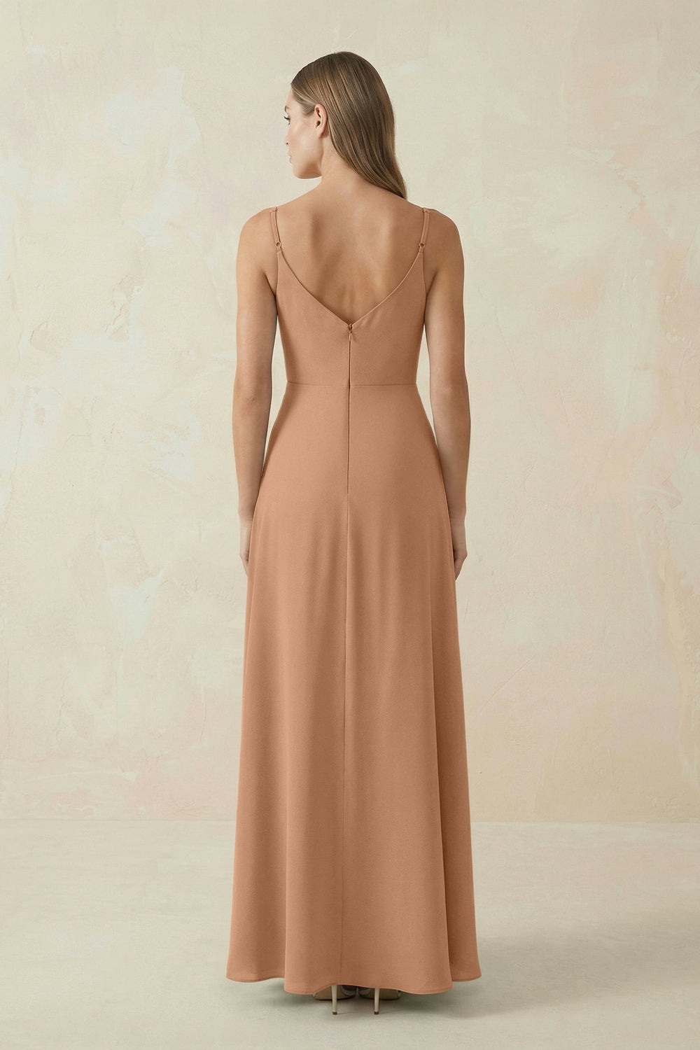 Cami Strap A-Line Chiffon Bridesmaid Dress in Bronzer