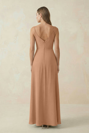 Cami Strap A - Line Chiffon Bridesmaid Dress in Bronzer - KISS BRIDAL Bridesmaid Dresses