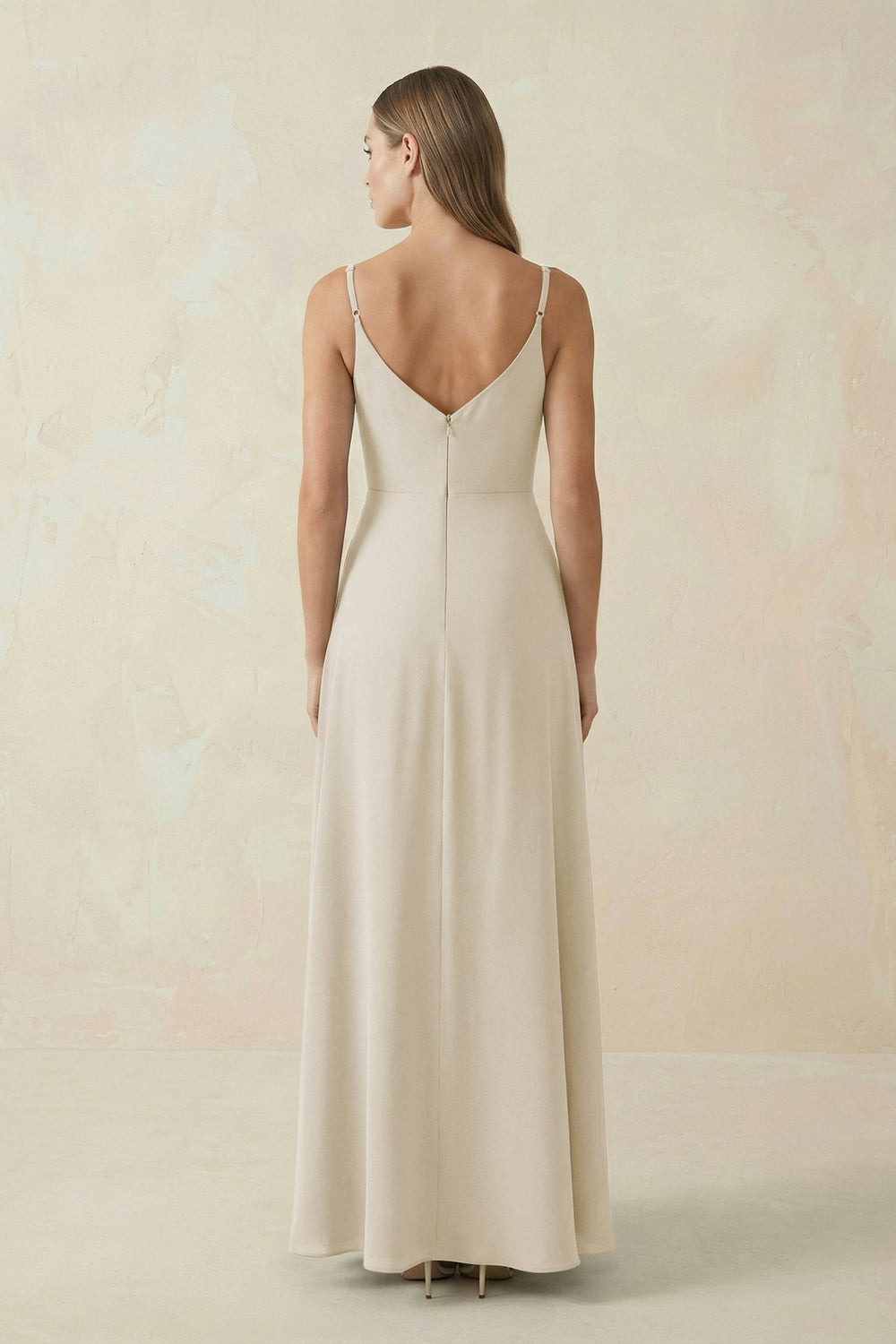 Cami Strap A-Line Chiffon Bridesmaid Dress in Dove Gray