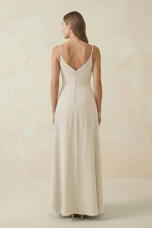 Cami Strap A - Line Chiffon Bridesmaid Dress in Dove Gray - KISS BRIDAL Bridesmaid Dresses