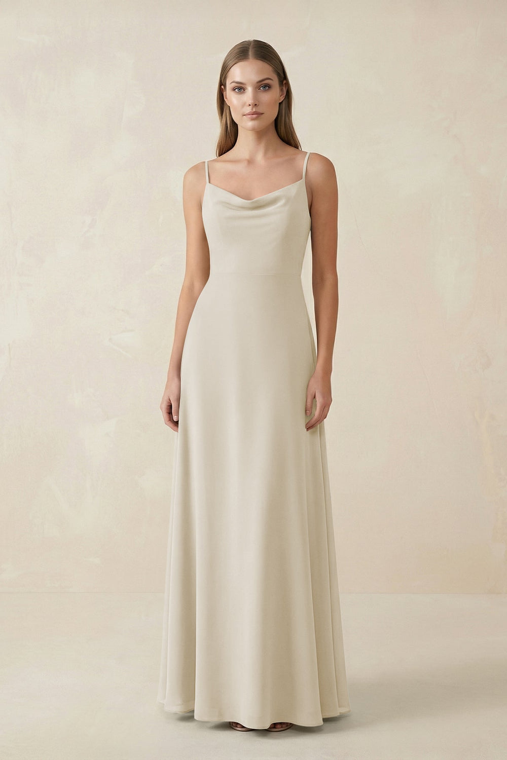 Cami Strap A-Line Chiffon Bridesmaid Dress in Dove Gray