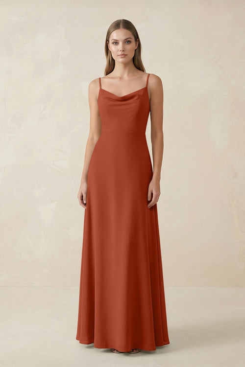 Cami Strap A - Line Chiffon Bridesmaid Dress in Spice - KISS BRIDAL Bridesmaid Dresses